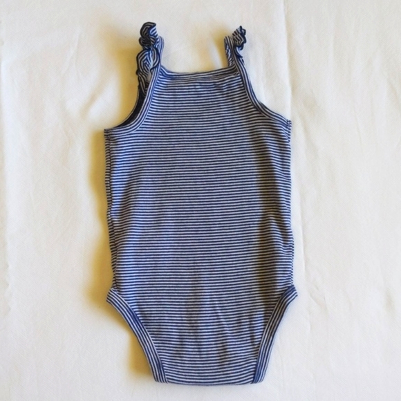 carter's navy striped flutter sleeve bodysuit diaper shirt 18 months baby girl - Picture 6 of 6
